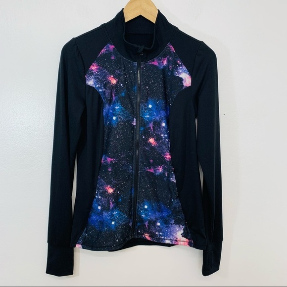 Her Universe Womans Zip Sweatshirt  Medium Black Space  Print Pockets Activewear - Picture 1 of 10